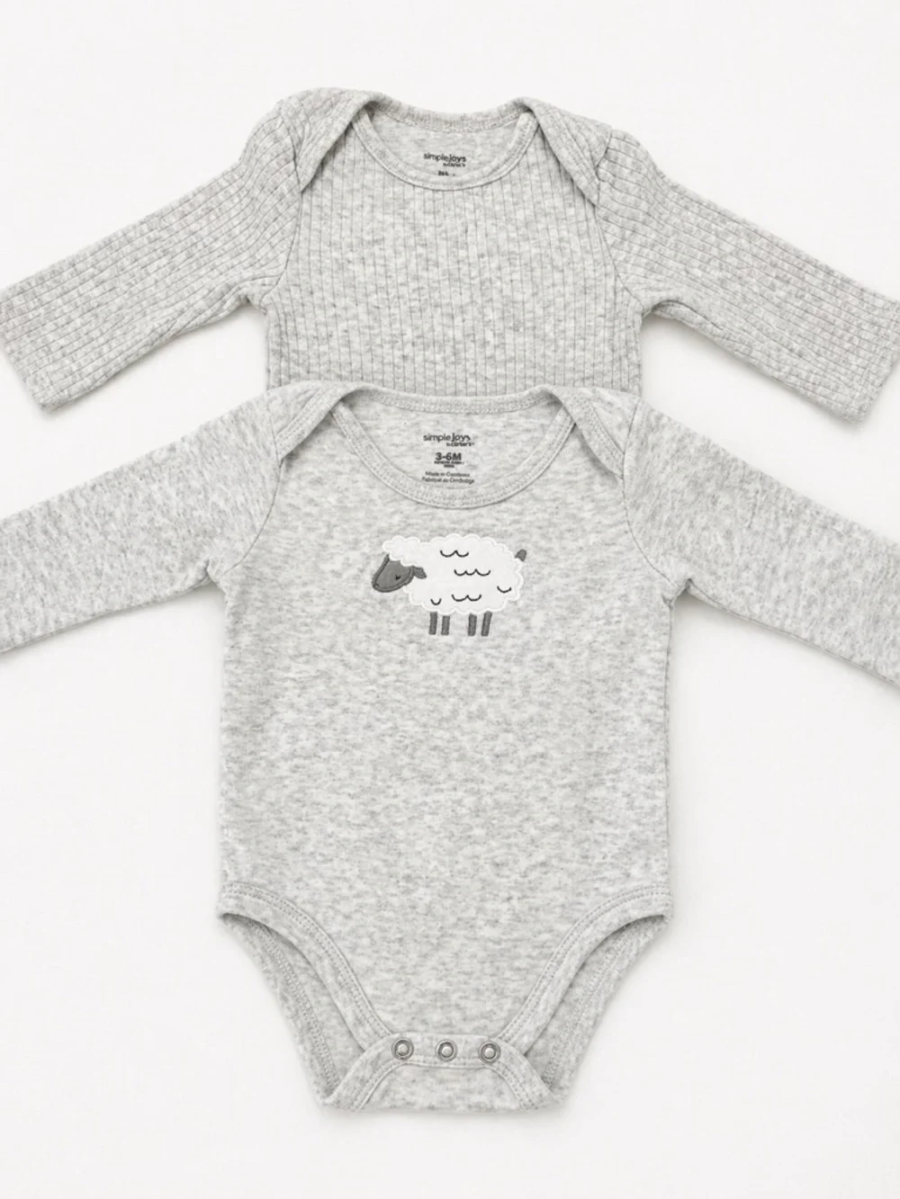 2-Pack Baby Long Sleeve Bodysuits 3–6M | Simple Joys by Carter’s Gray Neutral